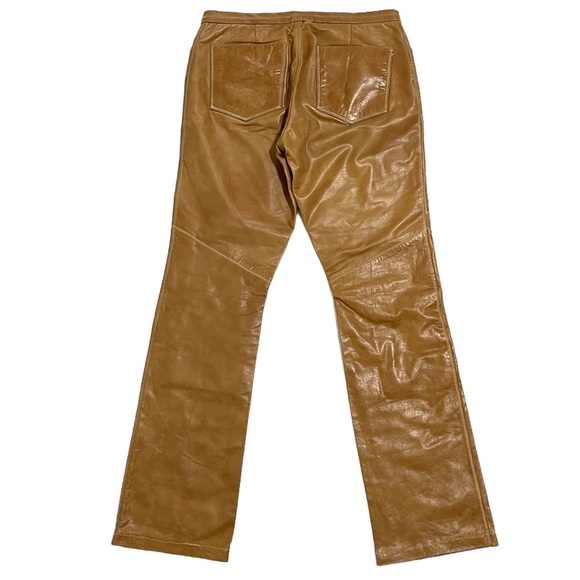 Gap Vintage Genuine Leather Bootcut High Waisted Pants Camel Tan Y2K Size 8 - Picture 4 of 14